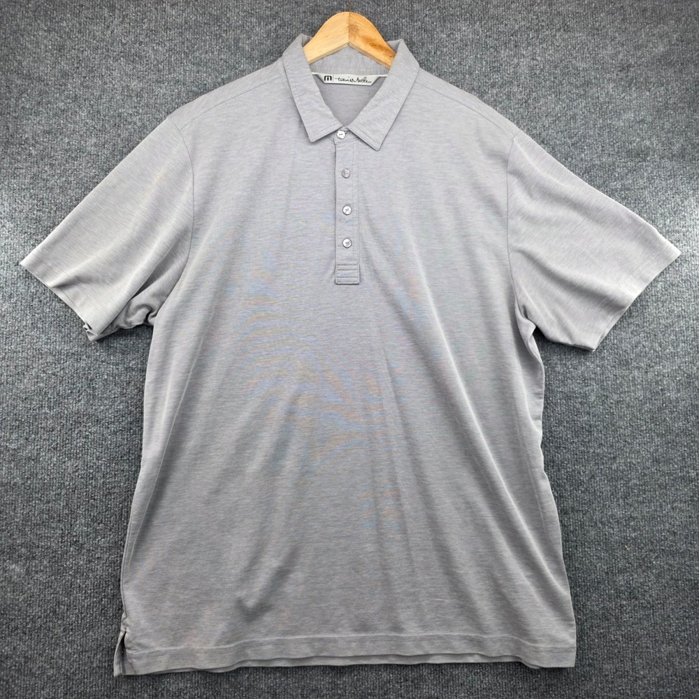 TravisMathew Mens XL Grey Heather Pima Cotton Blend Short Sleeve Polo Shirt